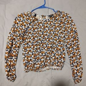 Women's floral crop top long sleeve forever 21, 3/4 length sleeve elastic waist